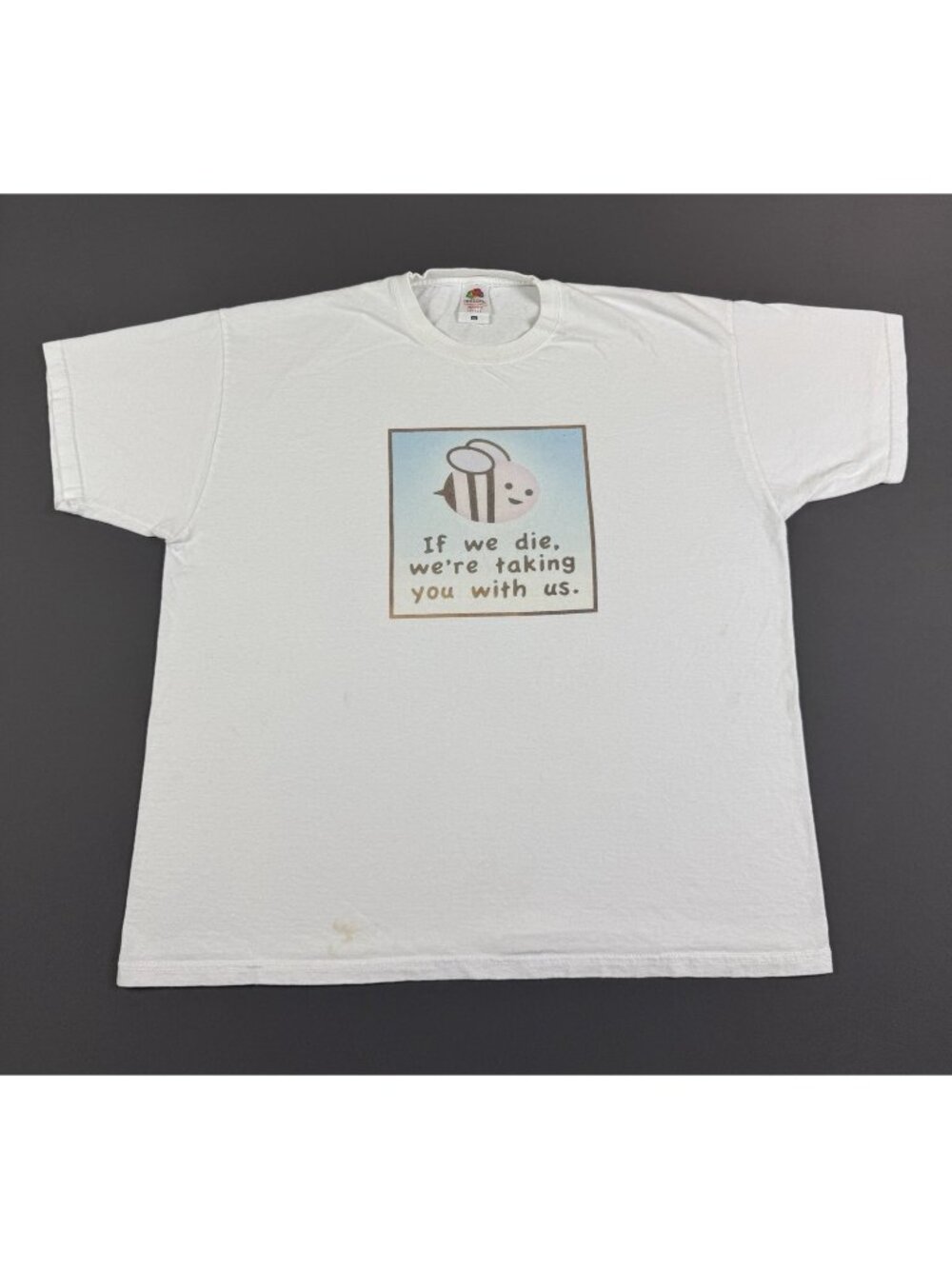 Rare Vintage 90s Bee Insect Art If We Die Were Taking You With Us Funny White XL